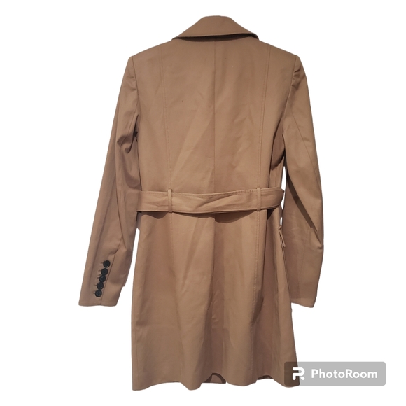 Veronica beard trench coat military style  size 4 tan belted - Picture 2 of 6